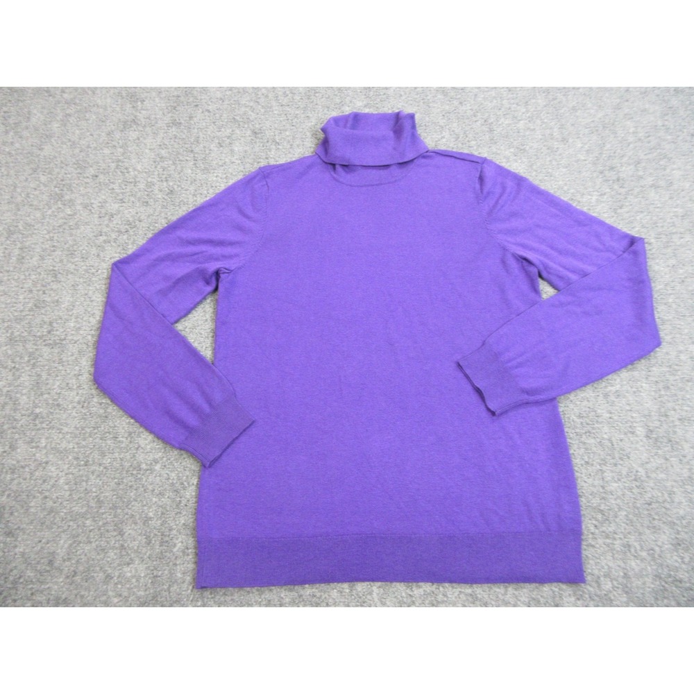 Lauren Ralph Lauren Sweater Womens Large Purple Silk Blend Turtleneck Pullover